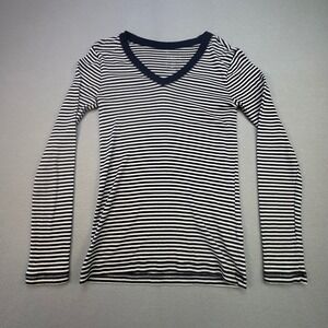Gap‎ Women's Striped V Neck Long Sleeve Super Soft T Shirt Top Size Medium